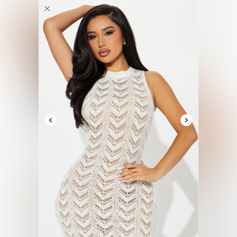 Elegant White crochet Dress